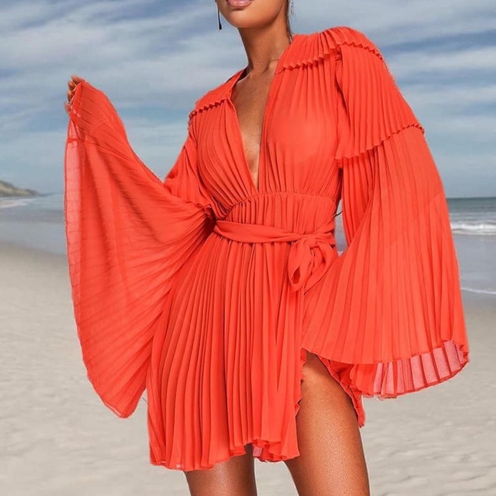 Elegant Backless Orange Dress
